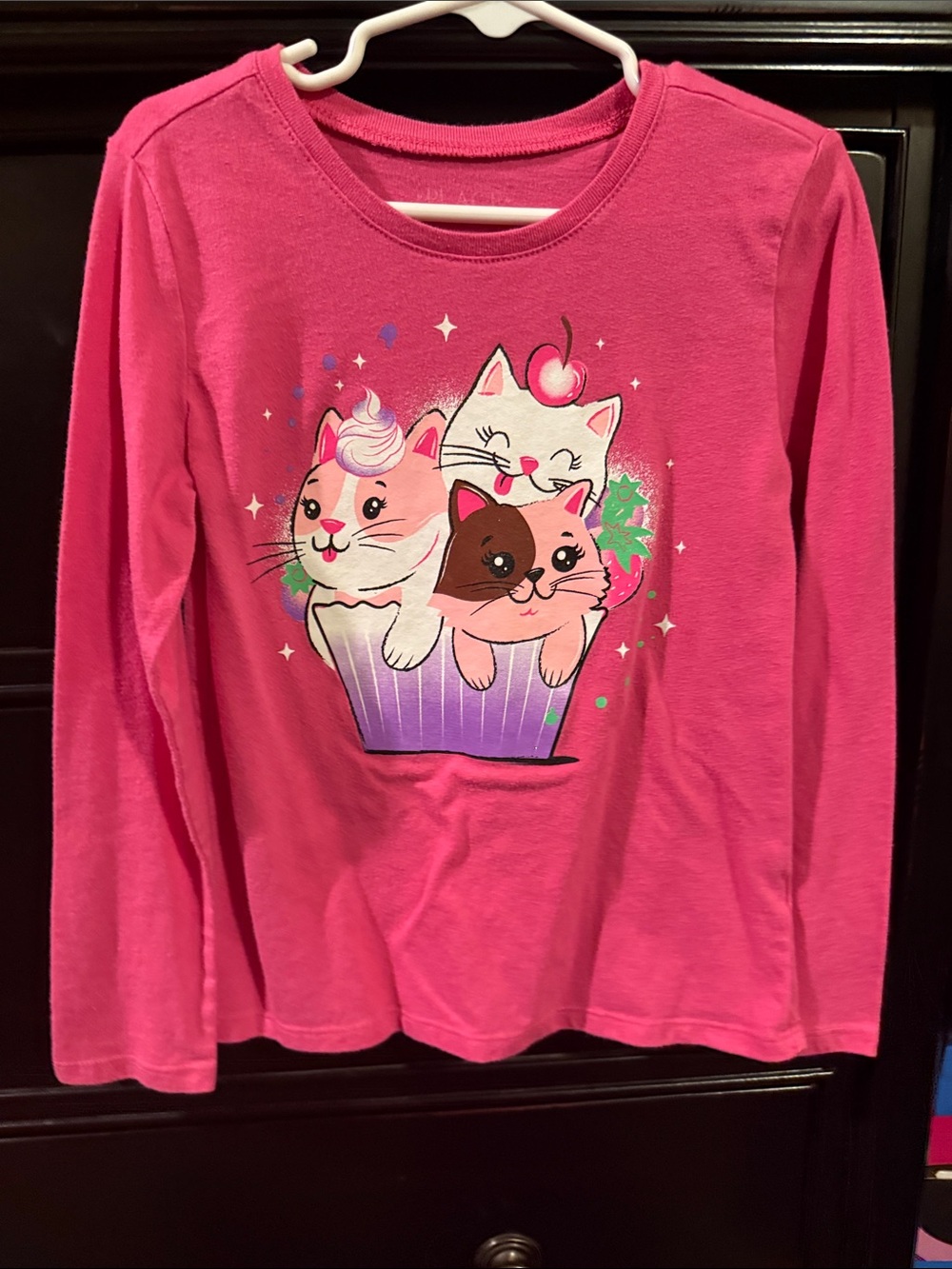 The Children's Place Pink Long Sleeve Tee with Cupcake Kittens